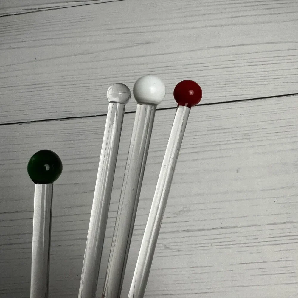 Pier 1 Glass Cocktail Swizzle Sticks Christmas Tree Presents‎ Wreath Surfboard
